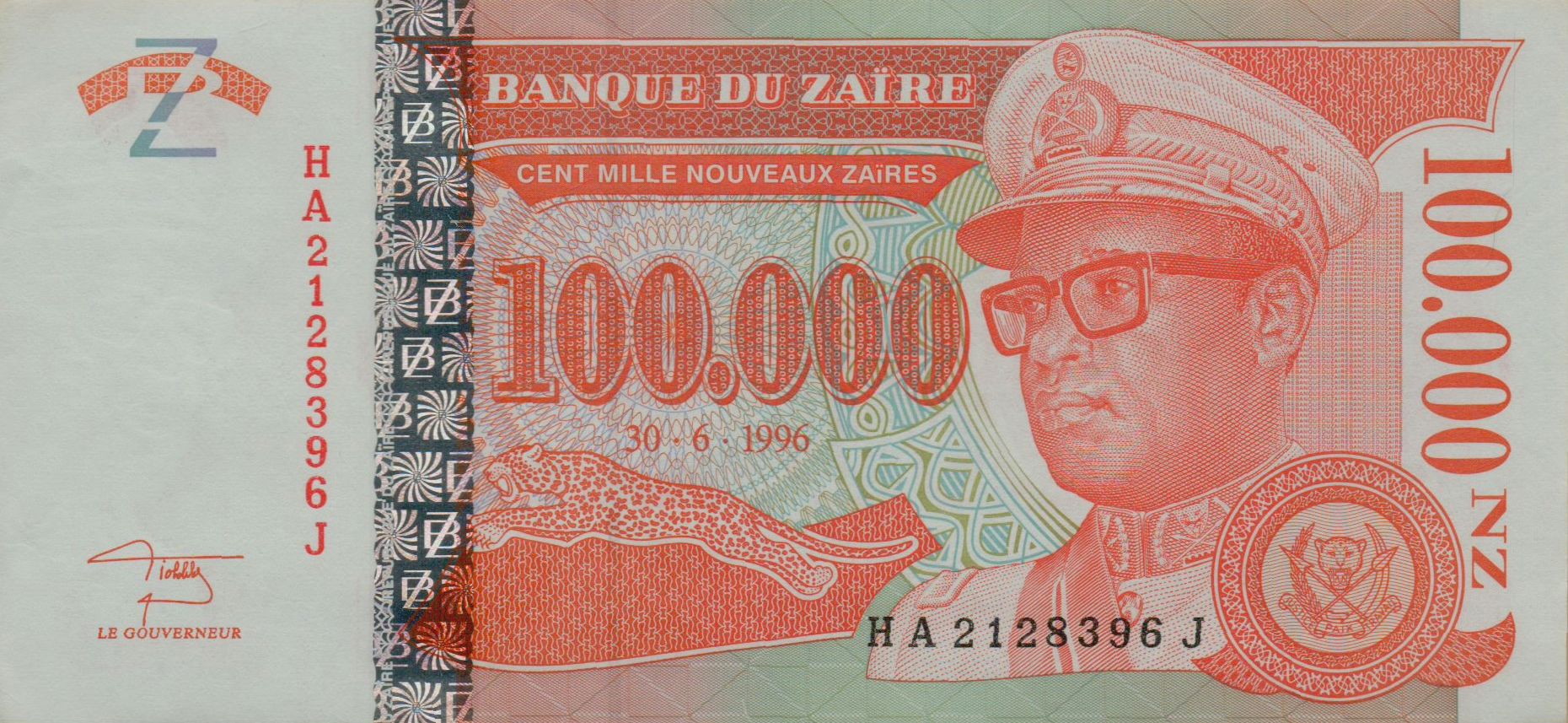 Zaire 100000 1996 UNC P-76